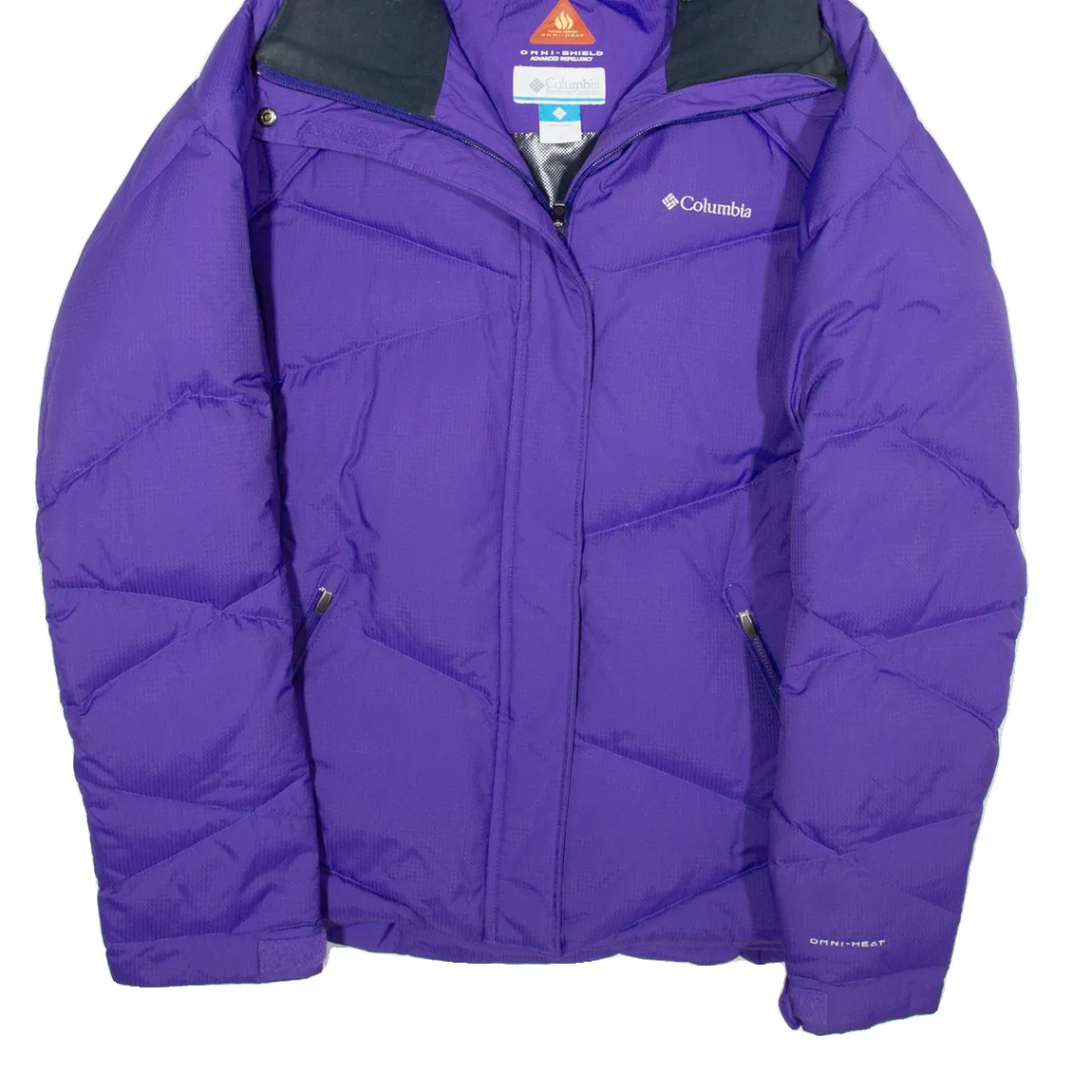 COLUMBIA Omni Heat Womens Puffer Jacket Purple Hooded L