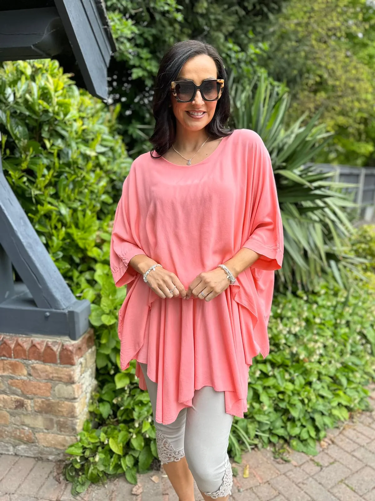 Coral Layered Batwing Style Tunic Phoebe