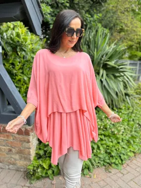 Coral Layered Batwing Style Tunic Phoebe