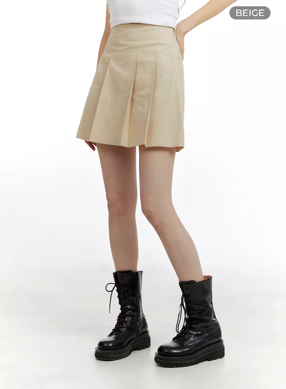 Cotton Pleated Mini Skirt CA401