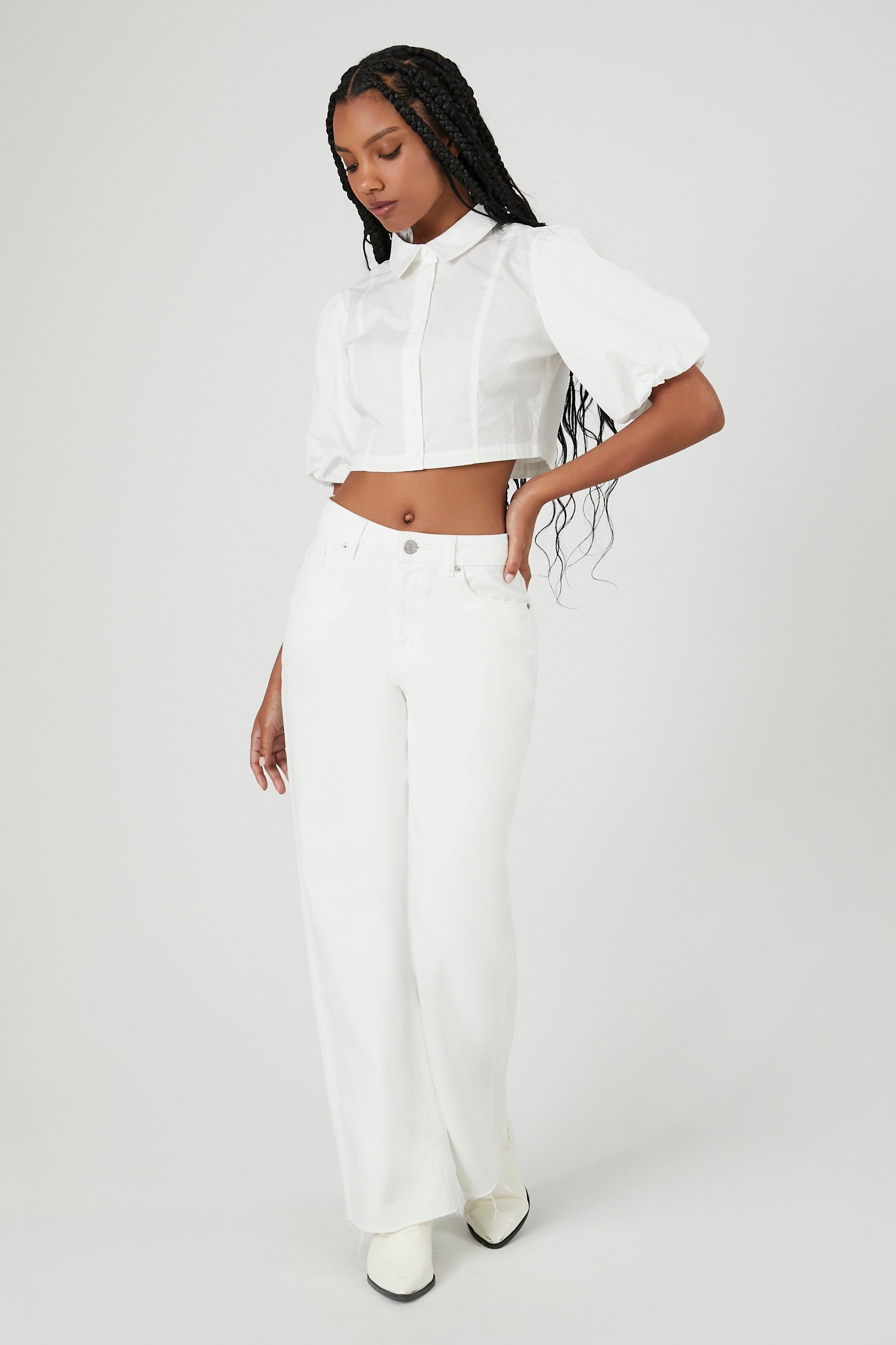 Cropped Puff-Sleeve Shirt