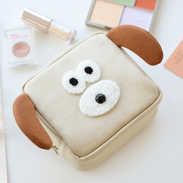 Cute Characters Square Pouches Purses Handbags Cosmetics Coin Charger Wallets Black Gray Beige