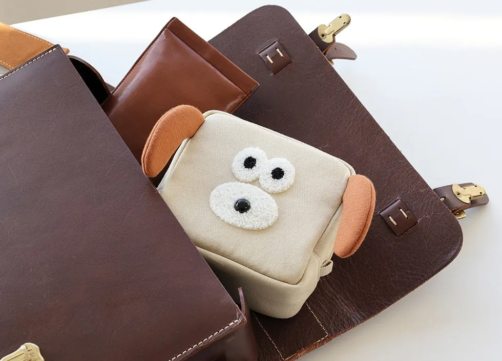 Cute Characters Square Pouches Purses Handbags Cosmetics Coin Charger Wallets Black Gray Beige