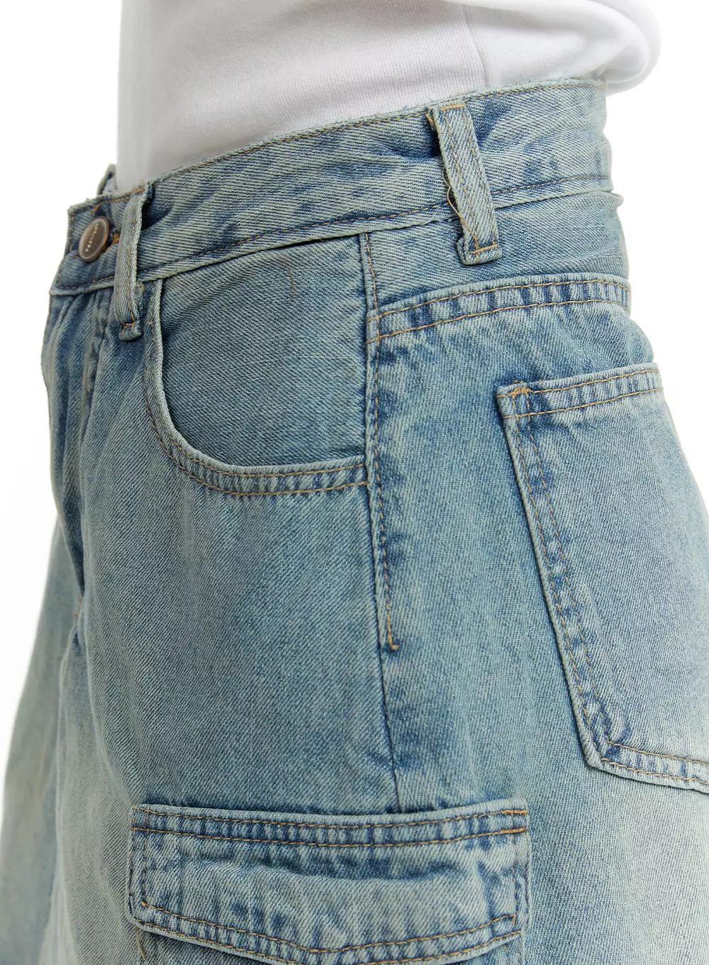 Denim Cargo Mini Skirt OA405