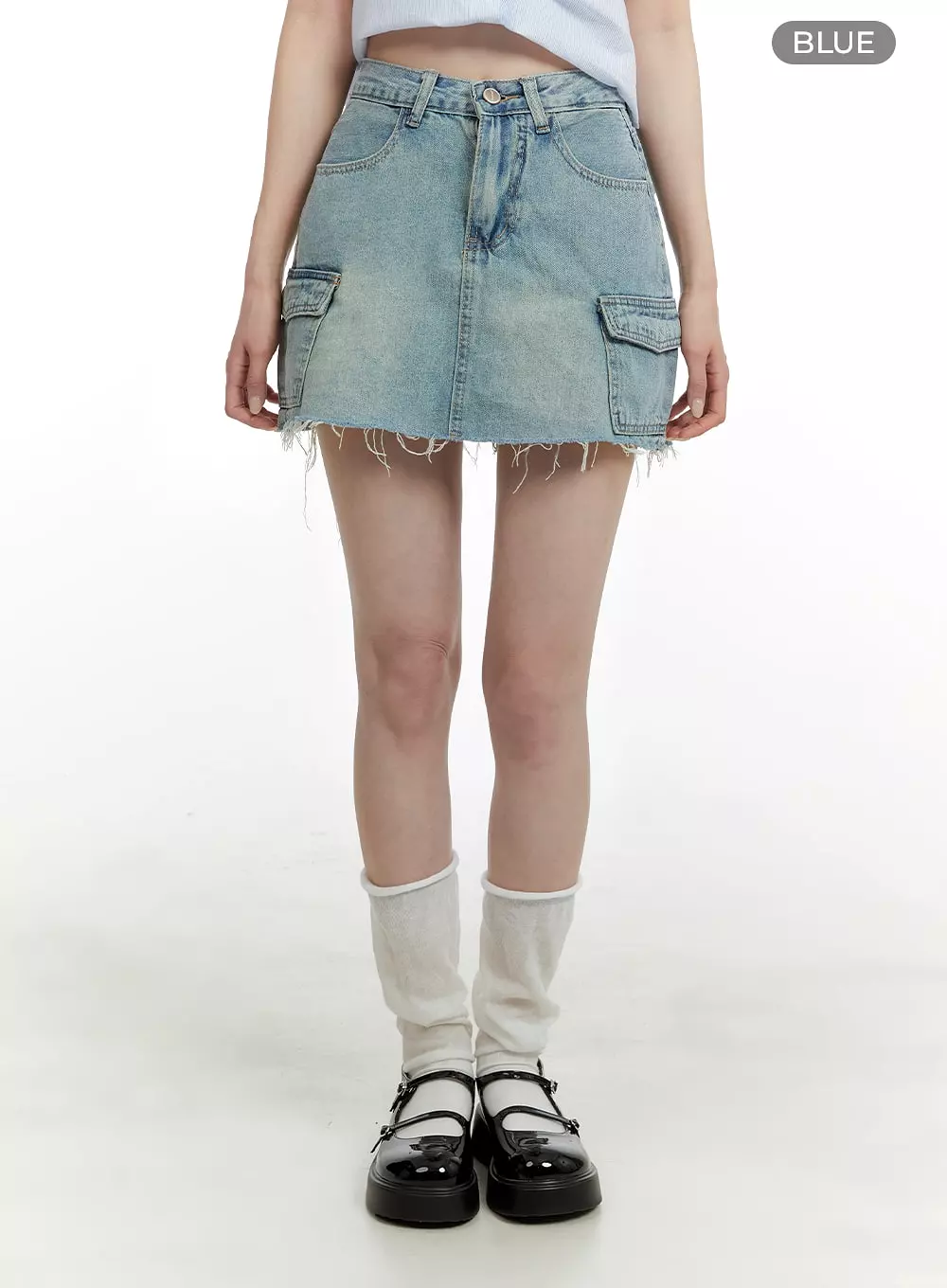 Denim Cargo Mini Skirt OA405