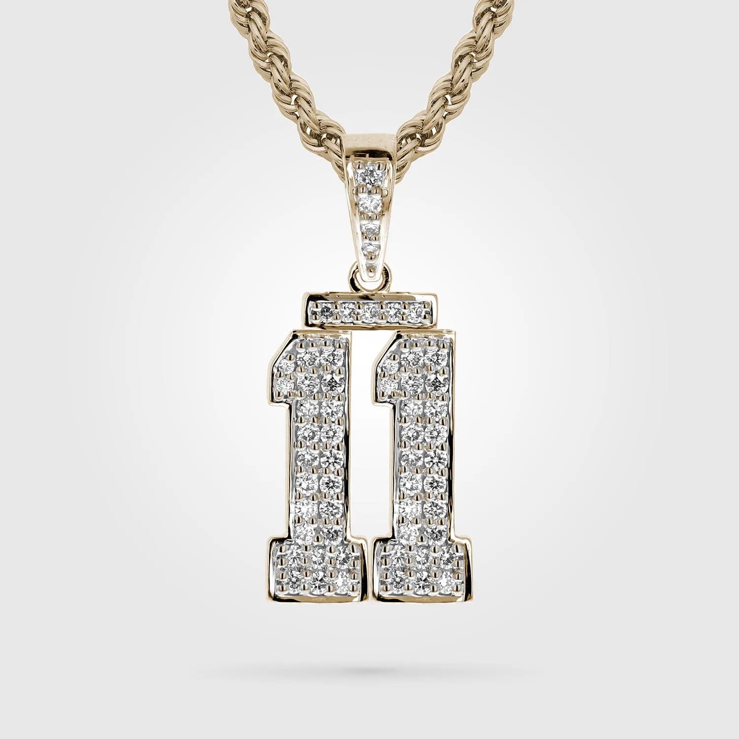 Diamond Studded Jersey Number Necklace | Double Digit  | Gold