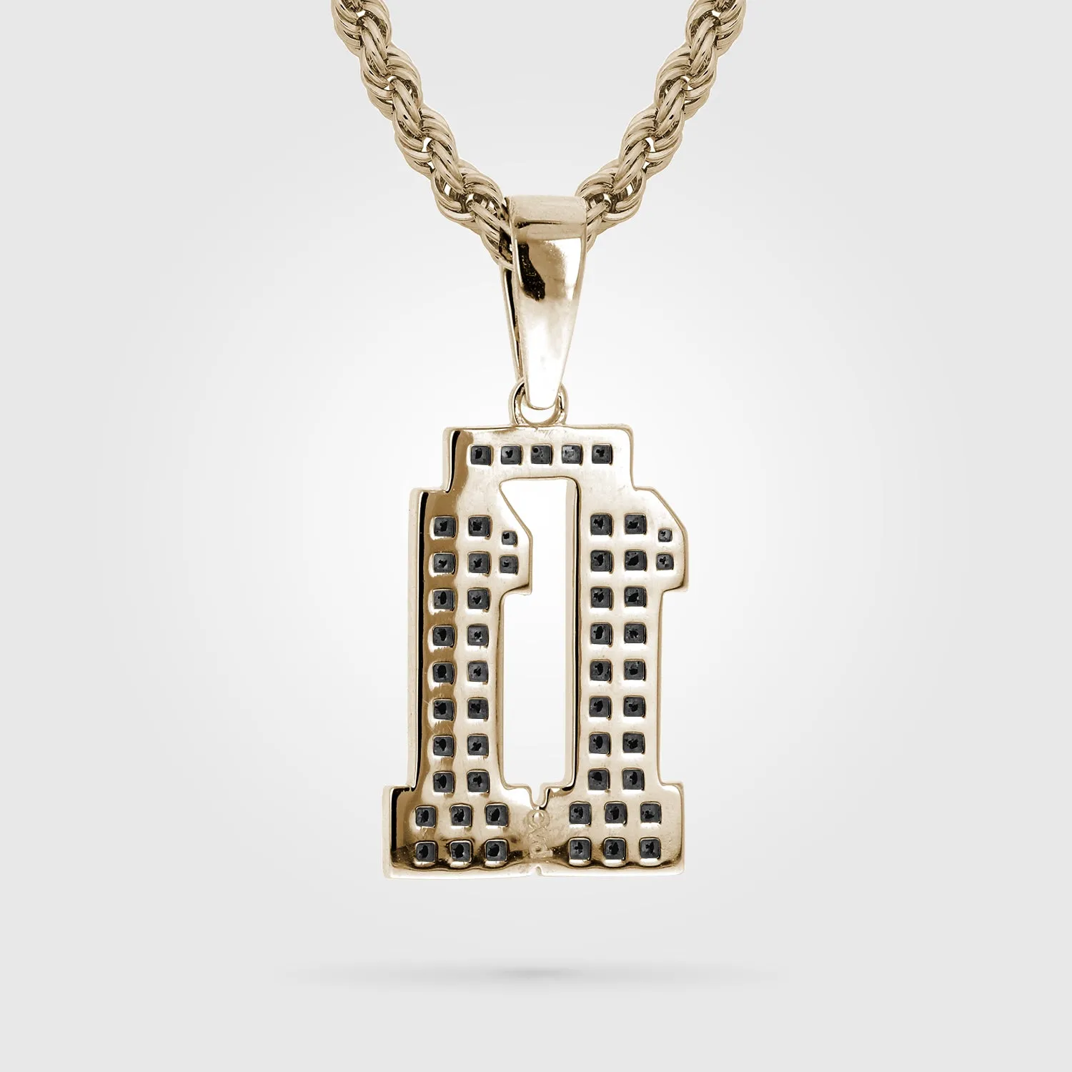 Diamond Studded Jersey Number Necklace | Double Digit  | Gold