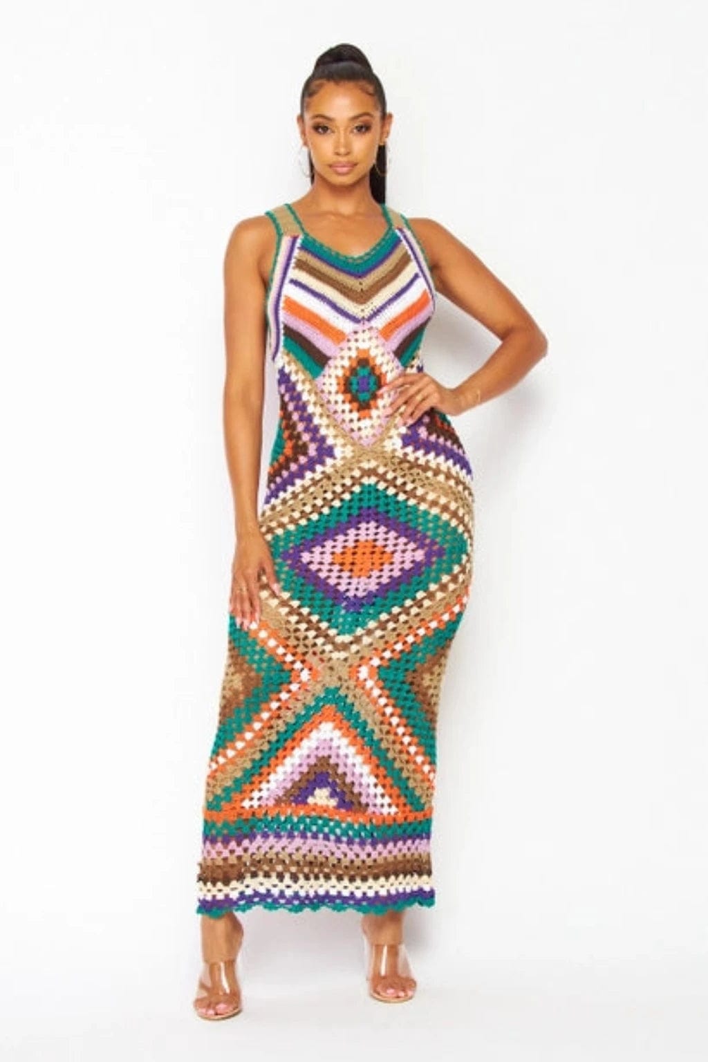 Dimond Knit Teal Maxi Dress