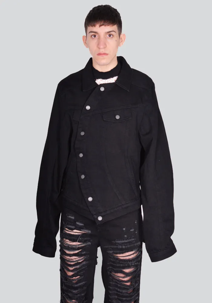 EGONLAB. DN008C WRAPPED DENIM JACKET RAW BLACK