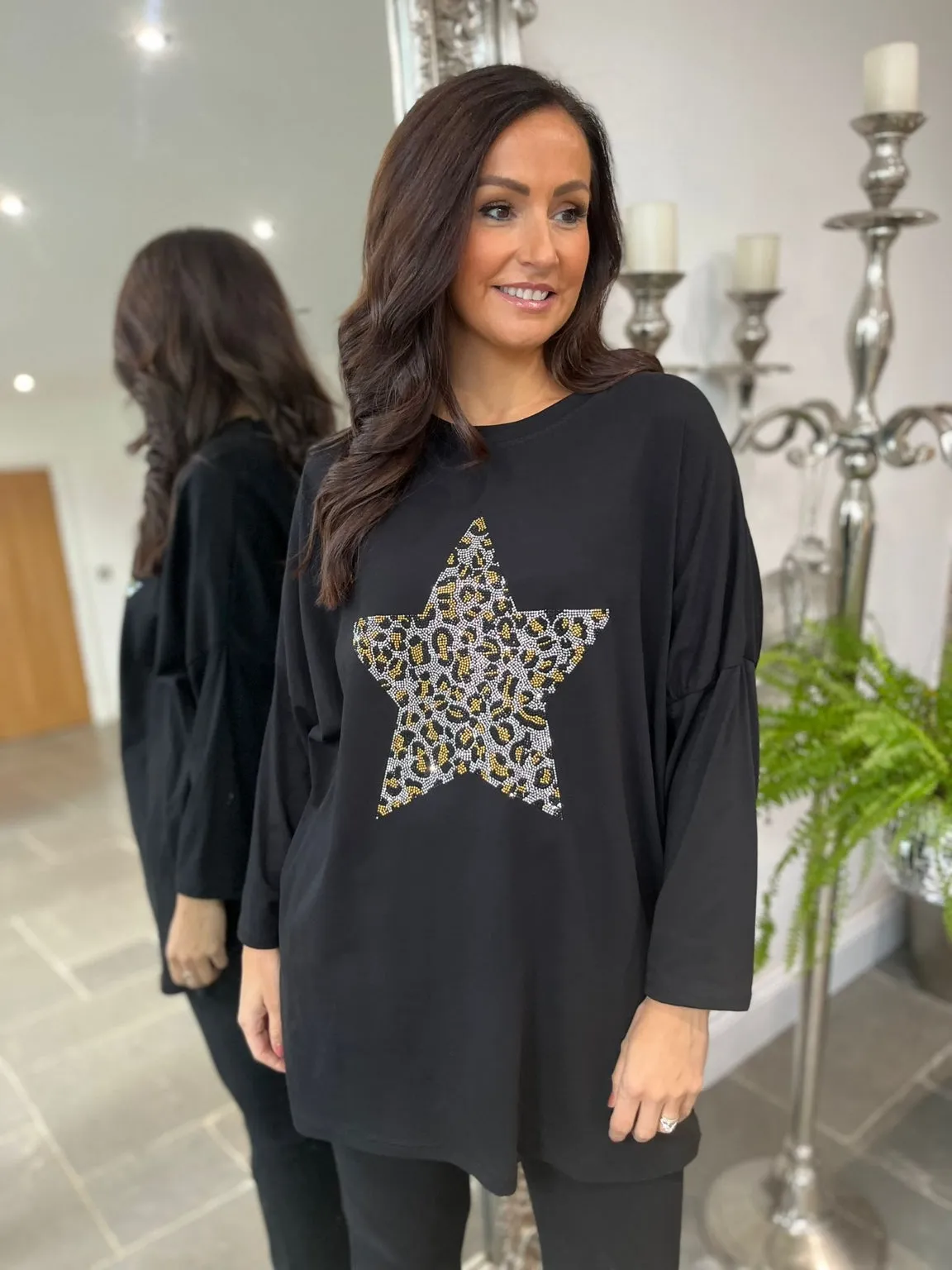 Embellished Leopard Star Top Jaz