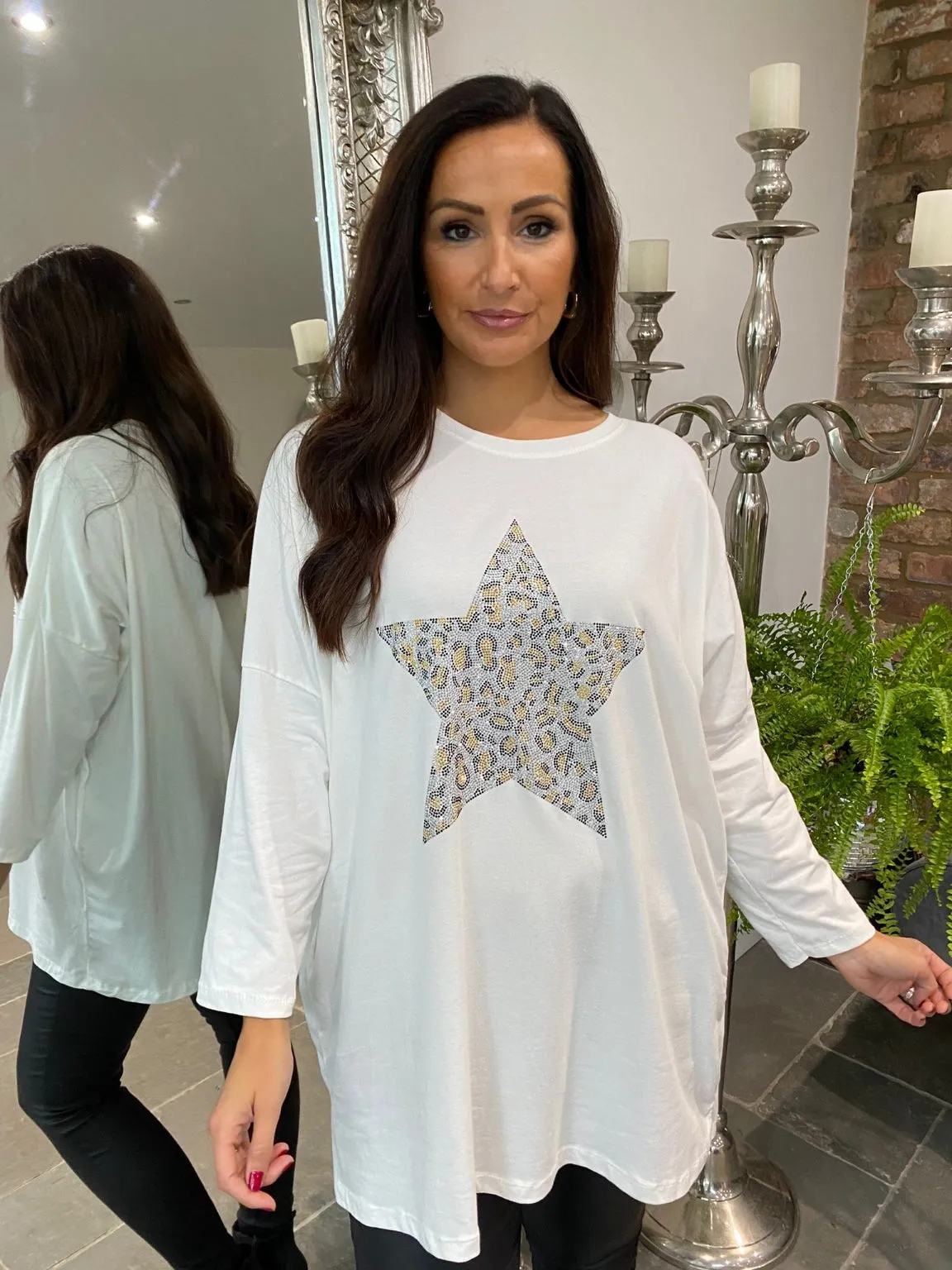 Embellished Leopard Star Top Jaz