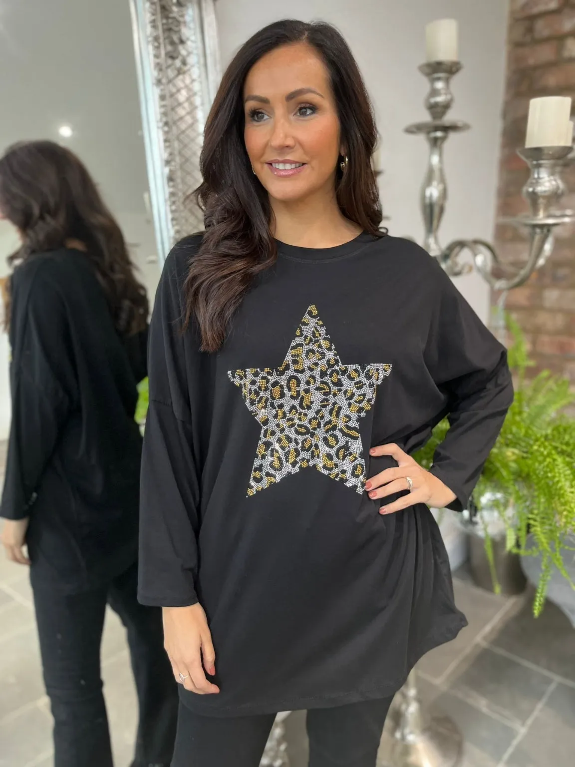 Embellished Leopard Star Top Jaz