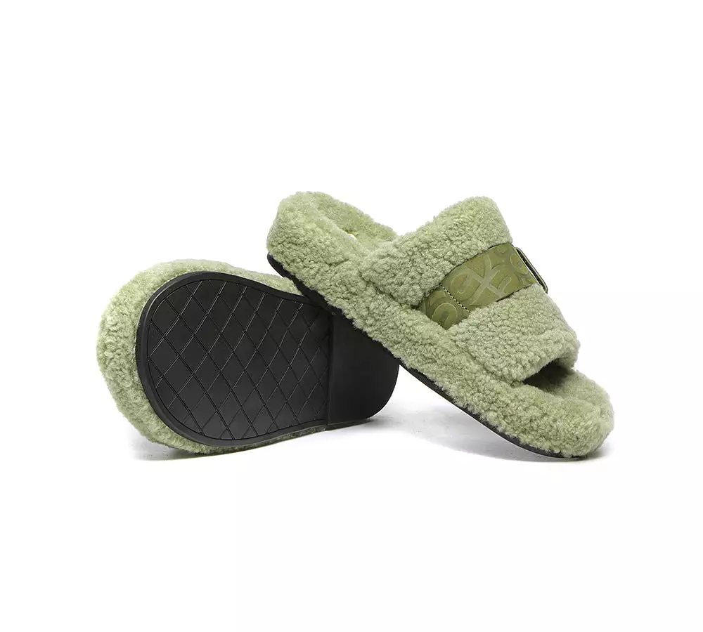 EVERAU Curly Sheepskin Wool Slides Women Croft