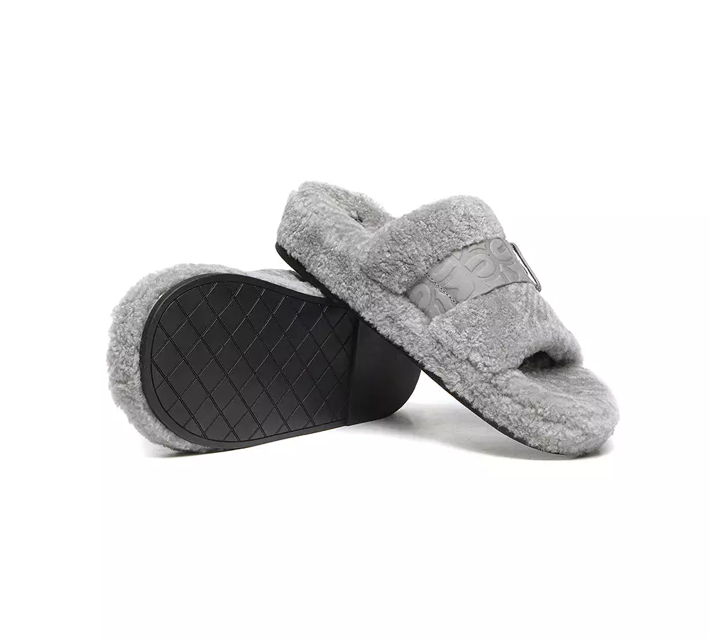 EVERAU Curly Sheepskin Wool Slides Women Croft