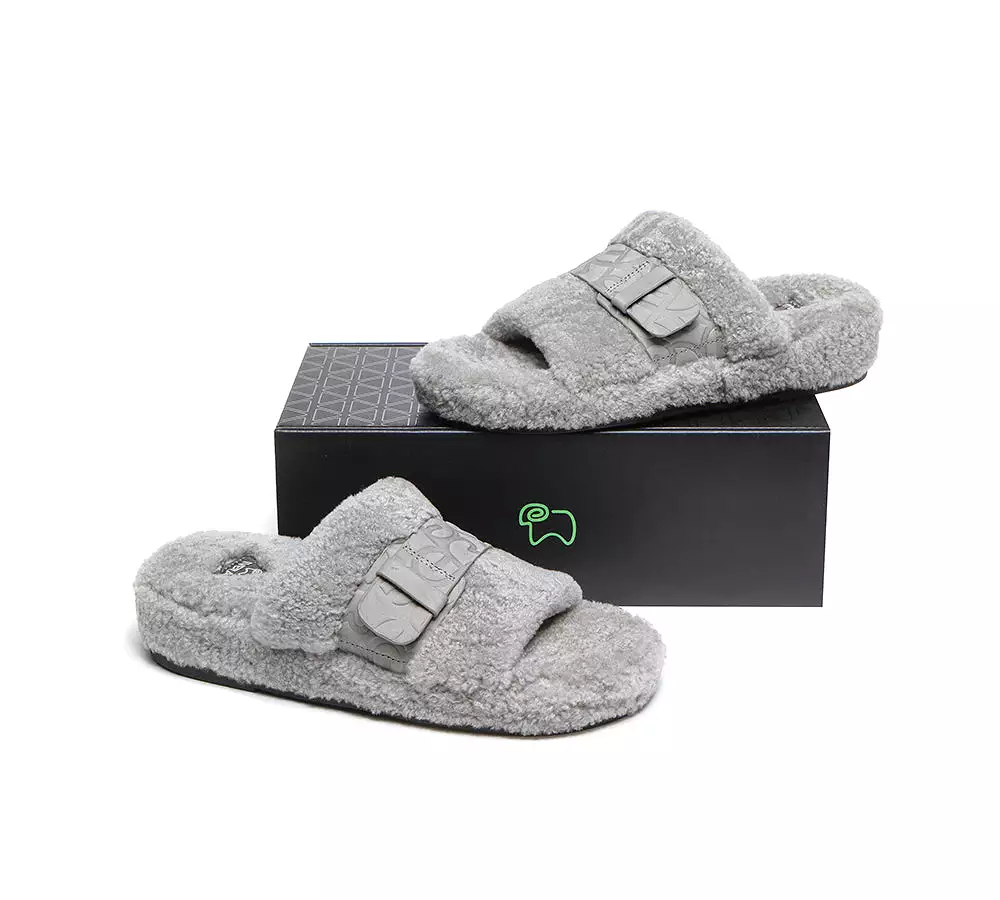 EVERAU Curly Sheepskin Wool Slides Women Croft