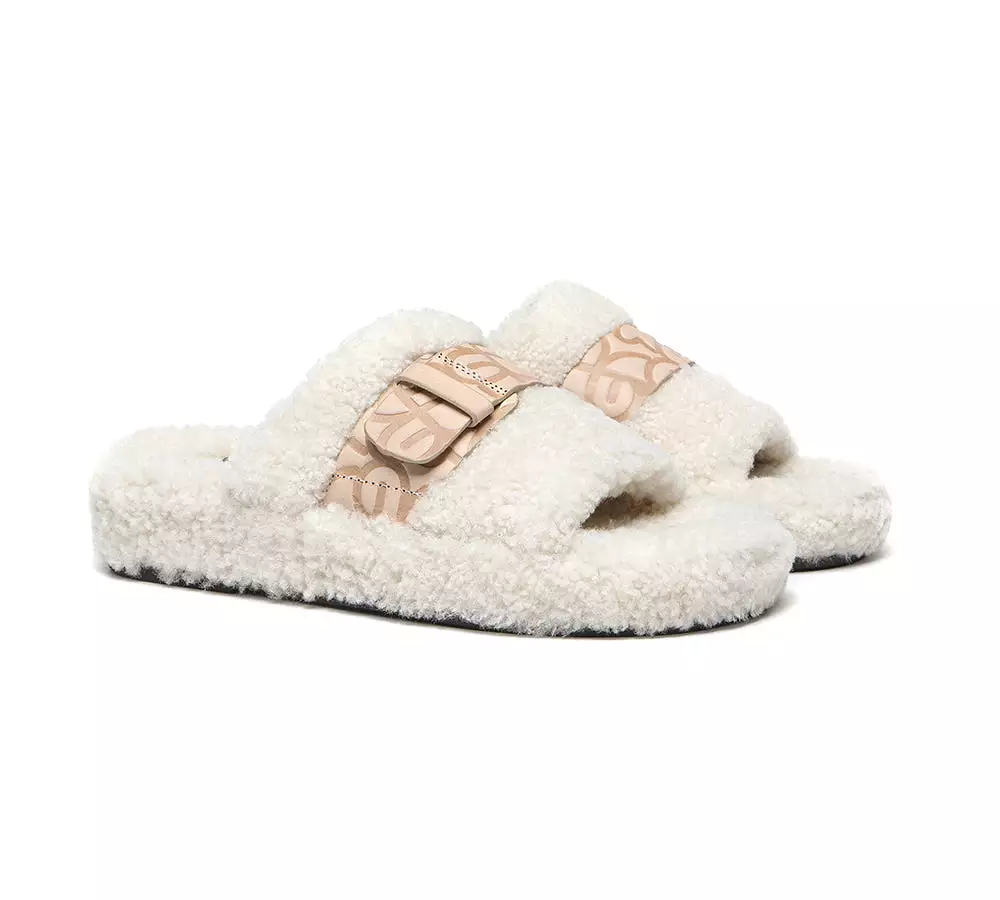 EVERAU Curly Sheepskin Wool Slides Women Croft