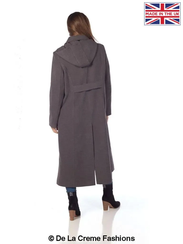 Faux Wool Longline Hooded Winter Coat