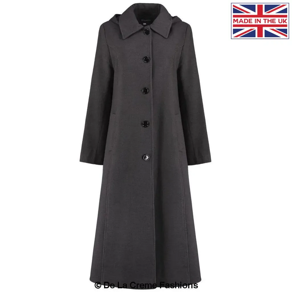 Faux Wool Longline Hooded Winter Coat