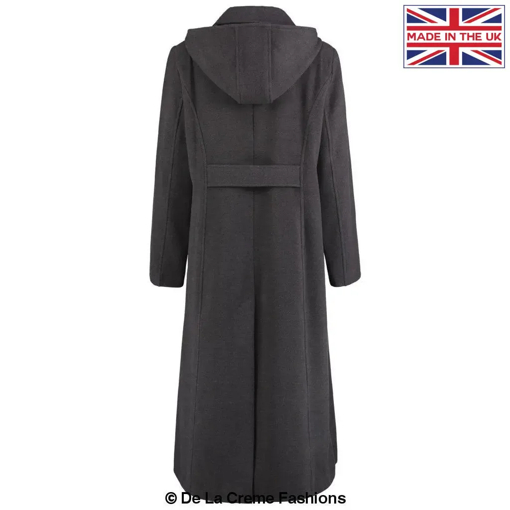 Faux Wool Longline Hooded Winter Coat