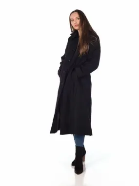 Faux Wool Longline Hooded Winter Coat