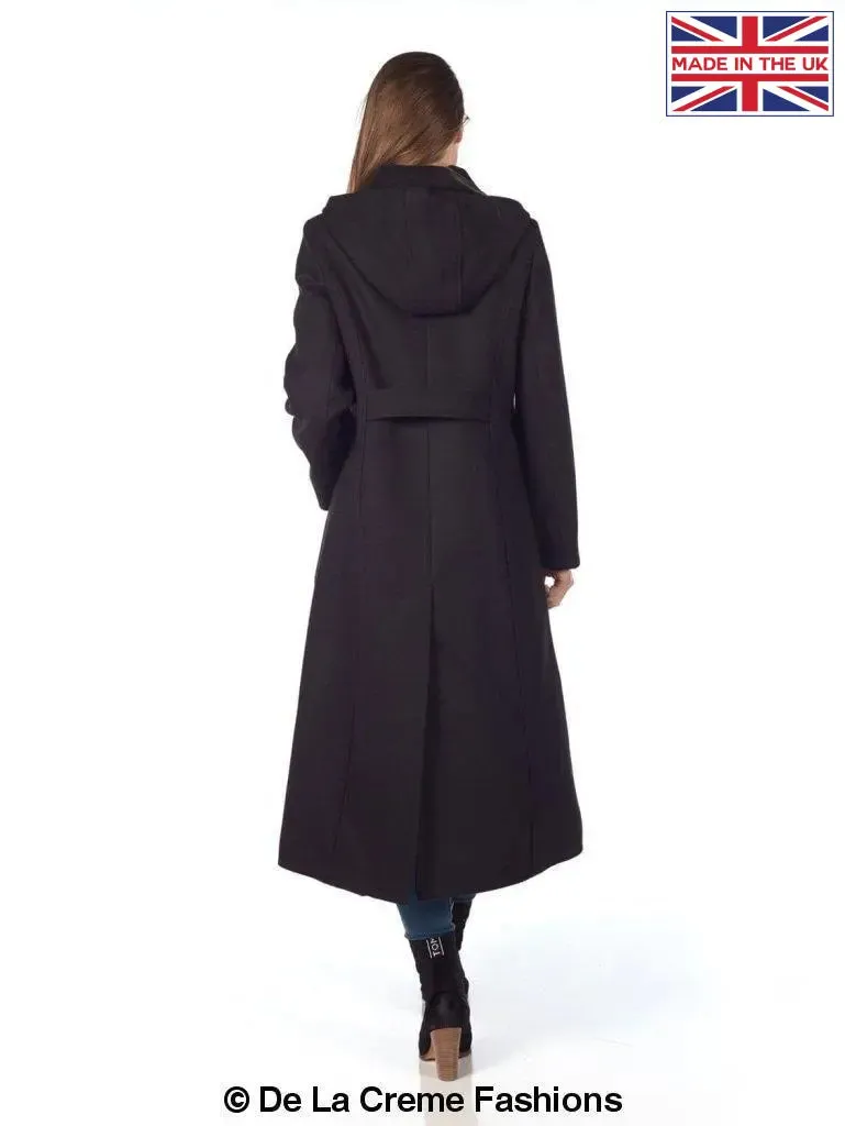 Faux Wool Longline Hooded Winter Coat