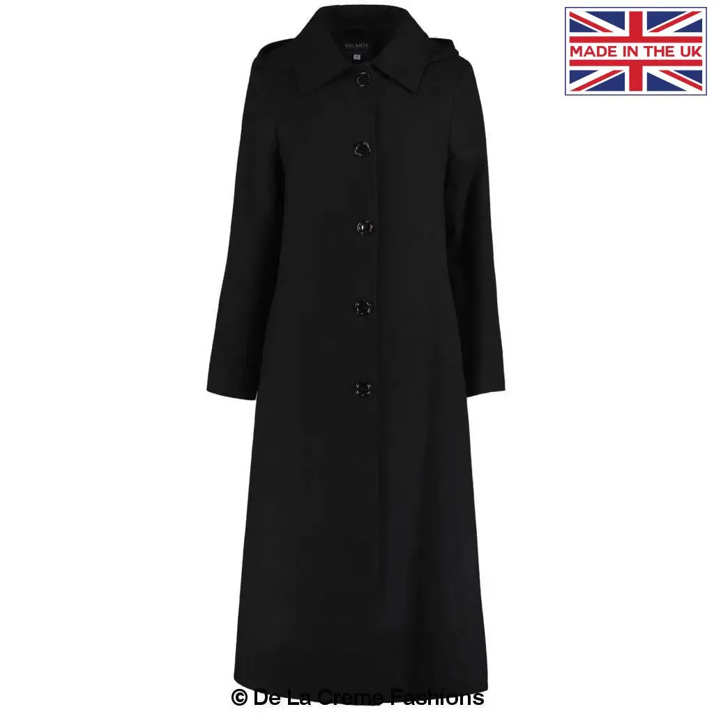 Faux Wool Longline Hooded Winter Coat