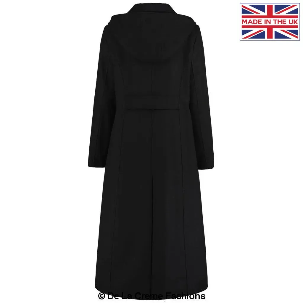 Faux Wool Longline Hooded Winter Coat