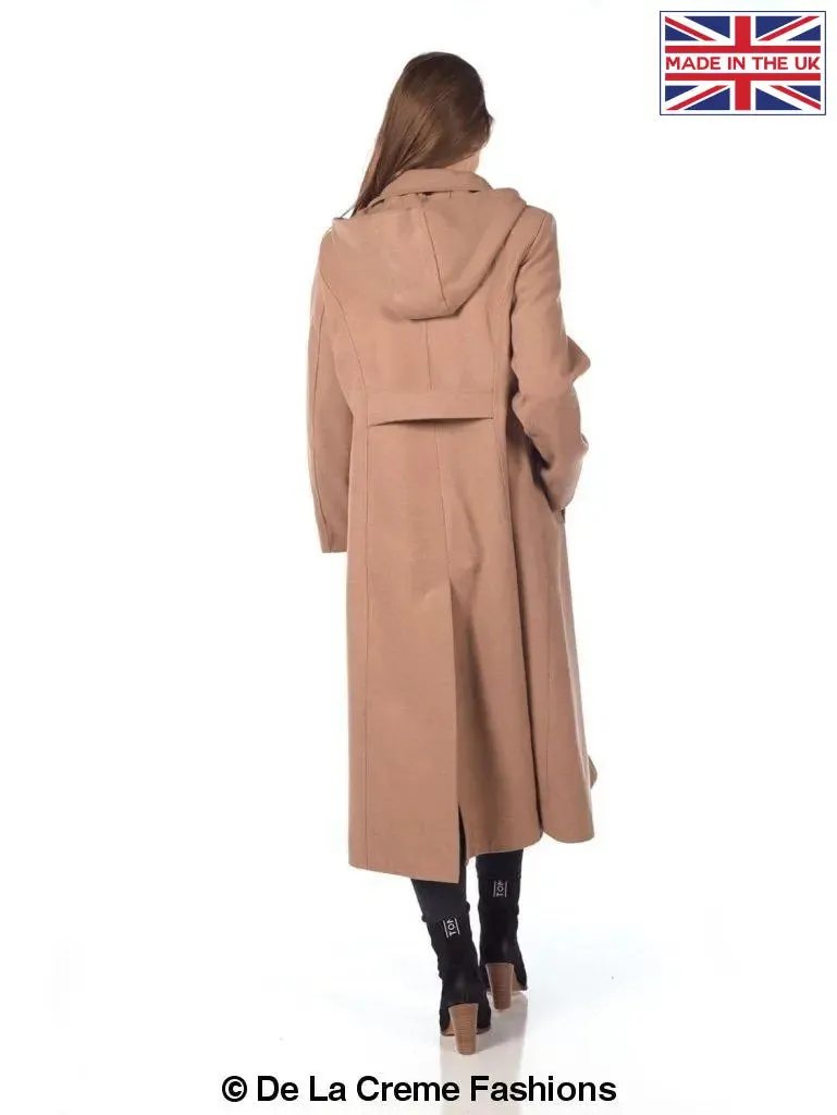 Faux Wool Longline Hooded Winter Coat