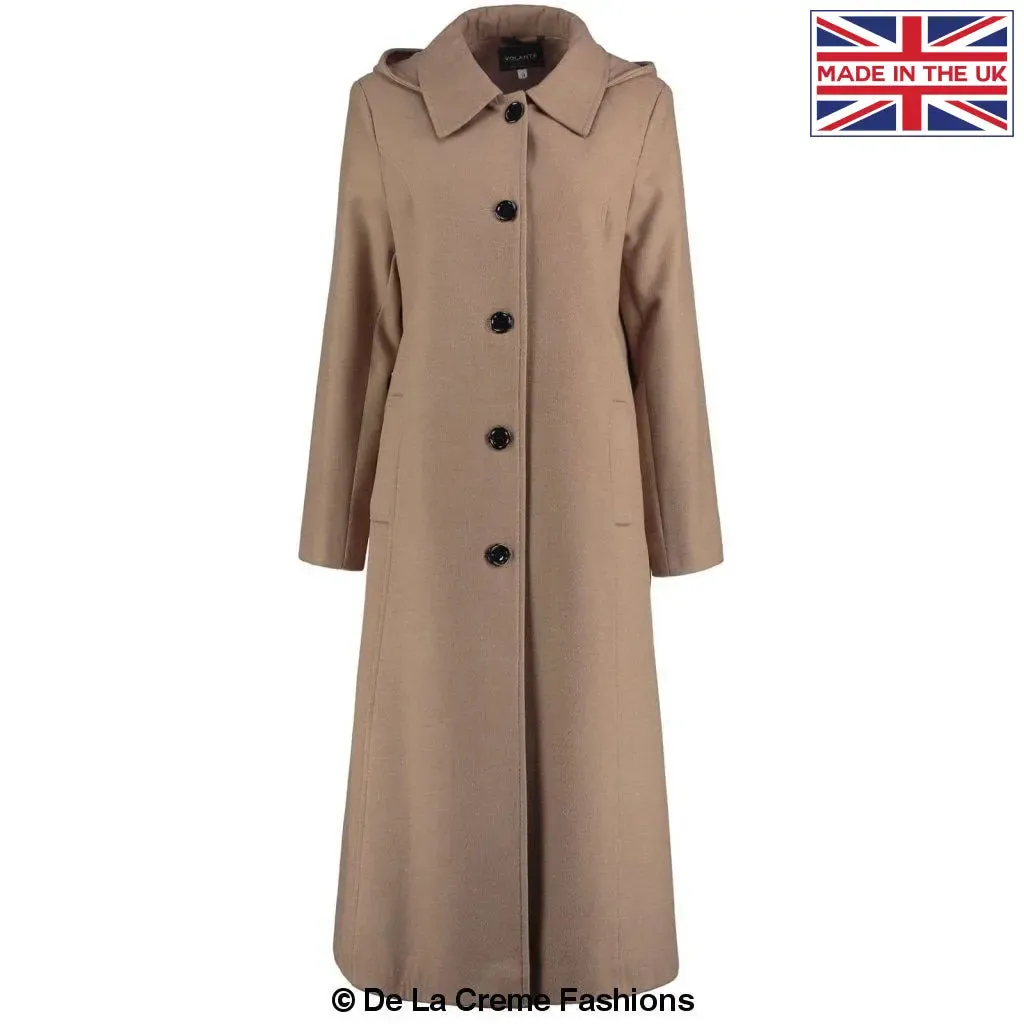 Faux Wool Longline Hooded Winter Coat