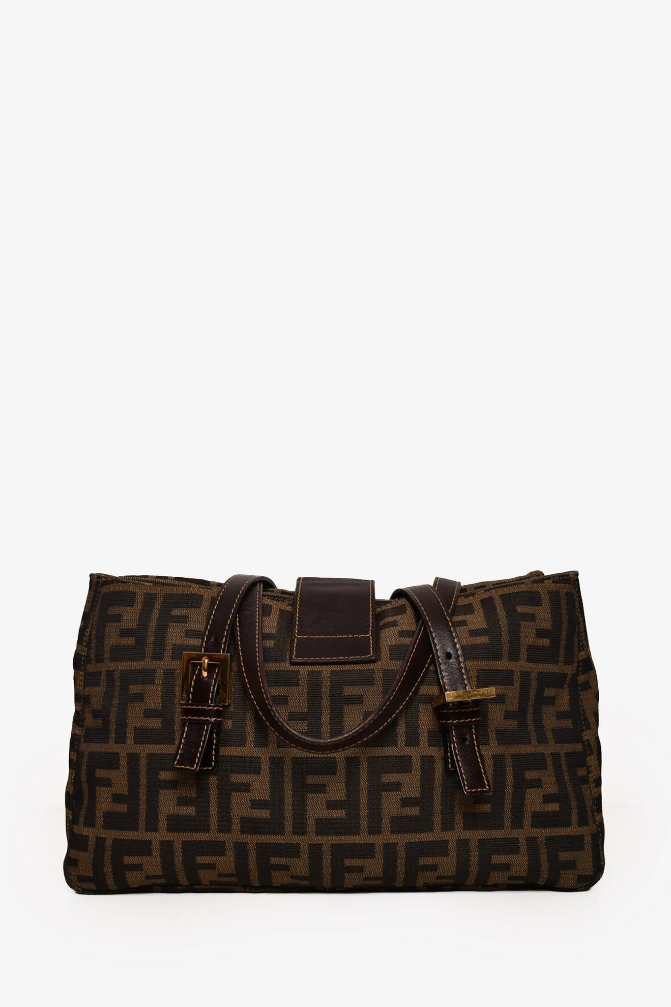 Fendi Brown Zucca Canvas Double Handle Bag