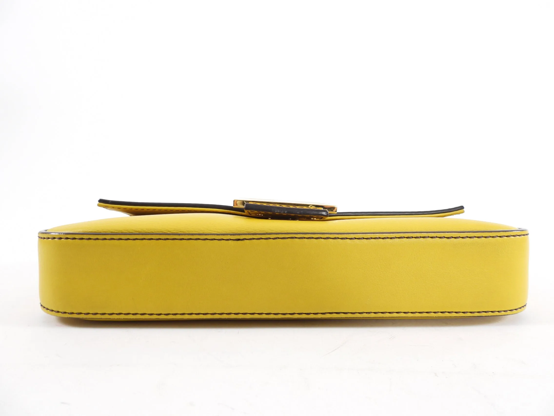 Fendi Mustard Yellow Baguette Bag with Enamel Clasp