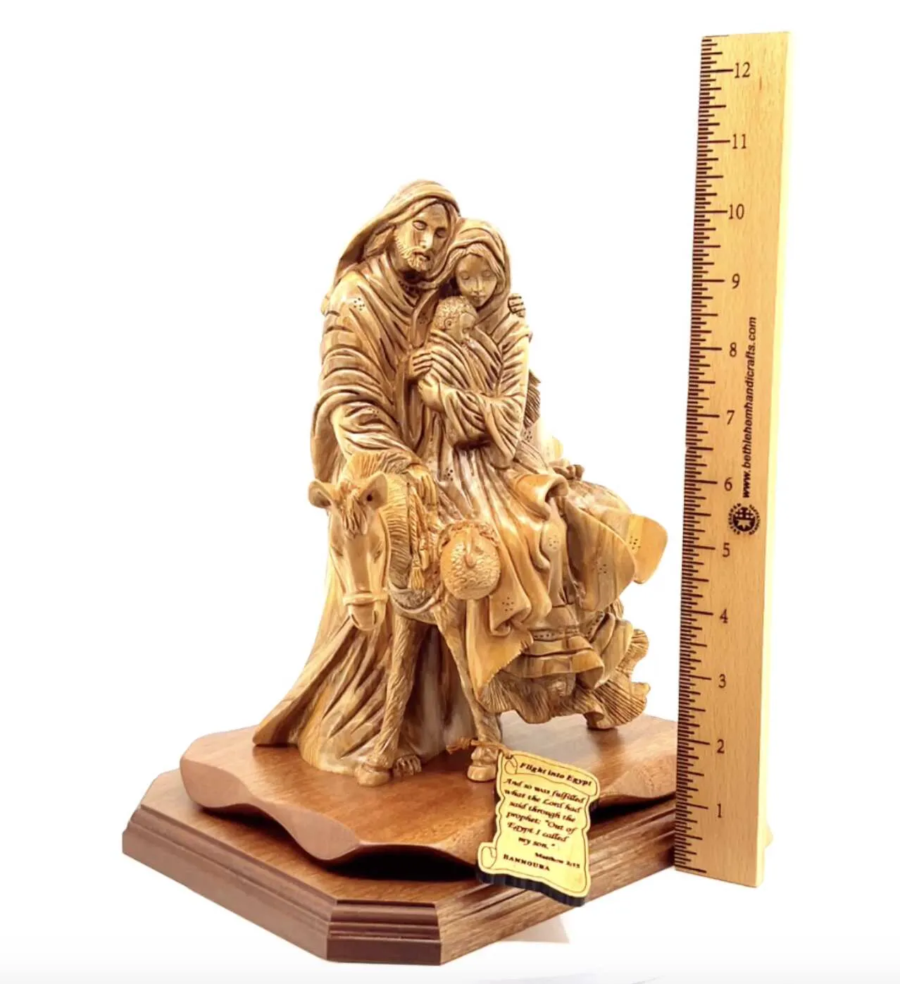 Flight into Egypt, 10.2 Olive Wood Carving from Holy Land