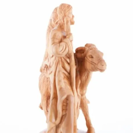 Flight into Egypt, Hand Carved Wood Statue. 13.4