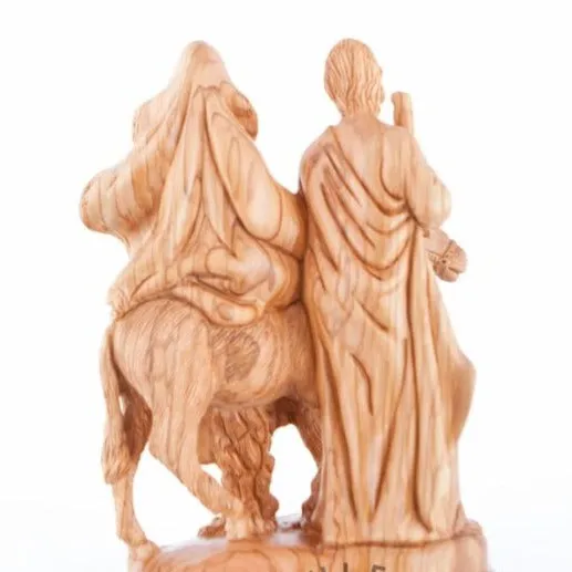 Flight into Egypt, Hand Carved Wood Statue. 13.4