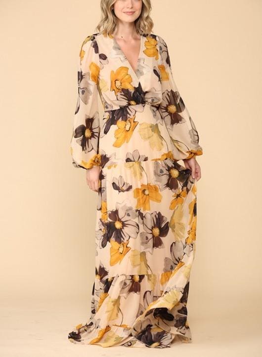 Floral print open sleeves Maxi Dress