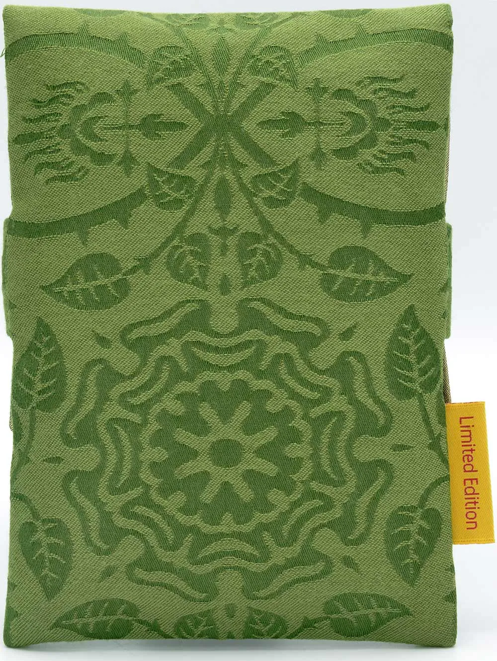 Foldover pouch in green ecclesiastical silk