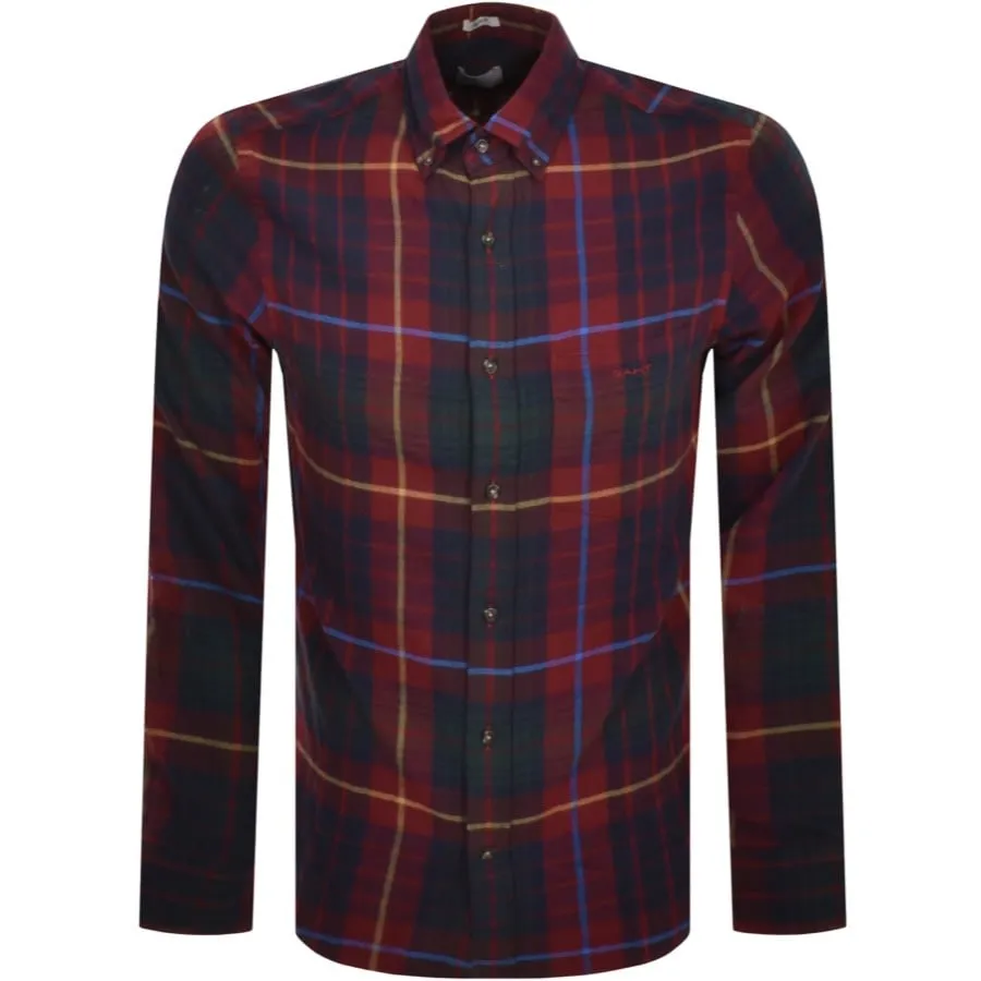 Gant Check Flannel Check Long Sleeved Shirt Red