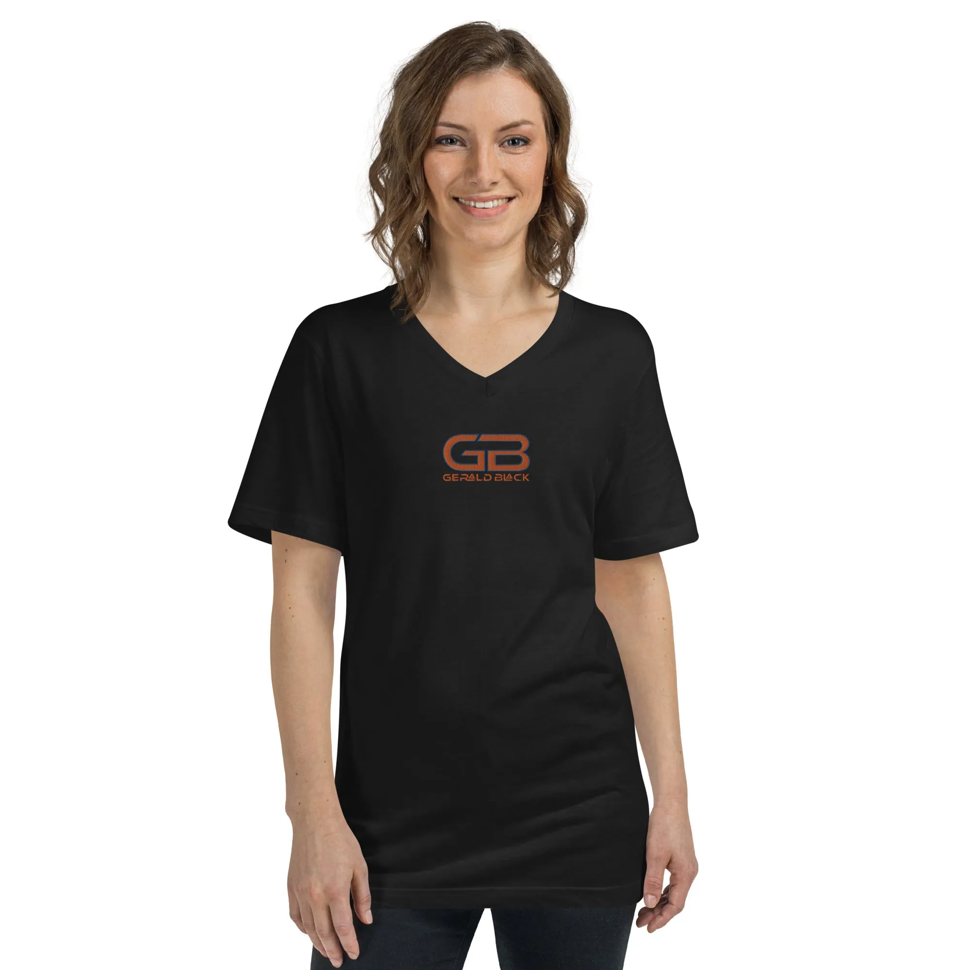 Gerald Black Signature Embroidered Unisex Short Sleeve V-Neck T-Shirt OrBL