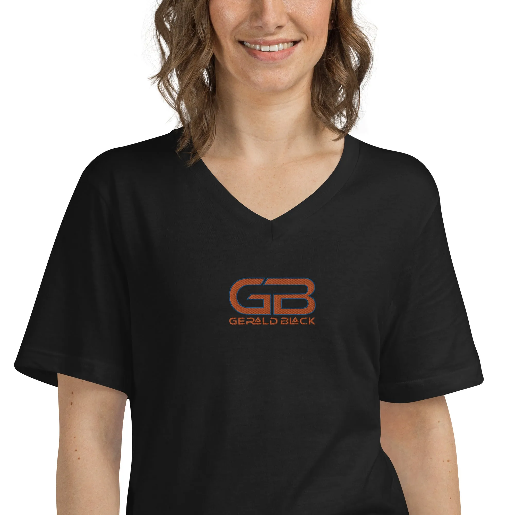 Gerald Black Signature Embroidered Unisex Short Sleeve V-Neck T-Shirt OrBL