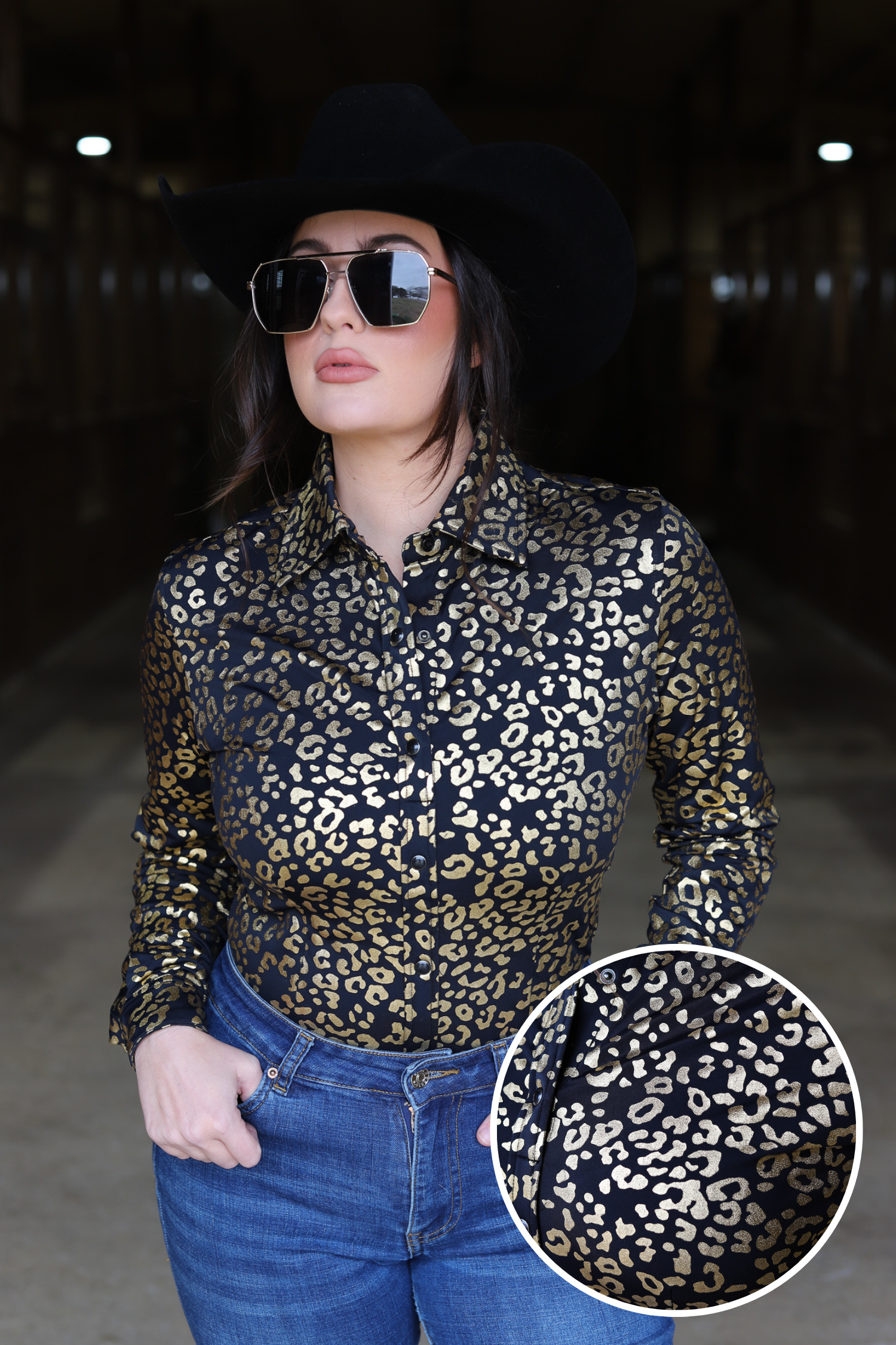 GOLD LEOPARD PERFORMANCE SHOW SHIRT