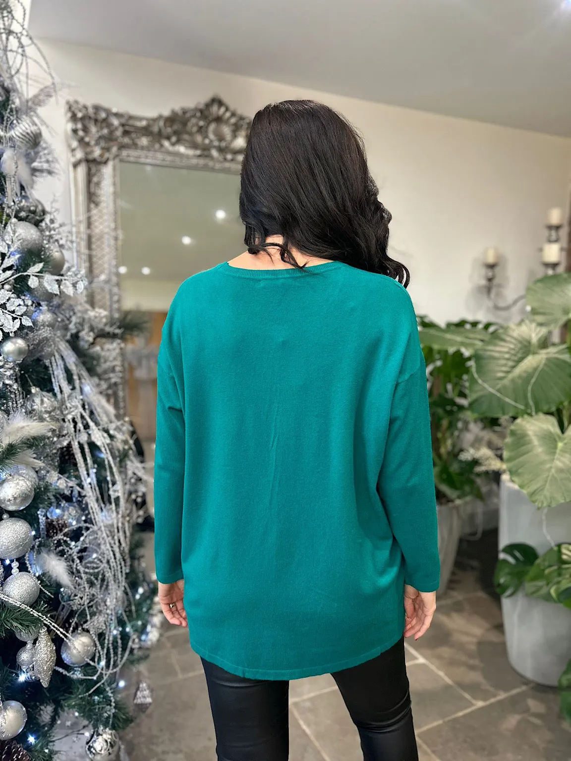 Green Diamante Bubble Pattern Knit Rosie