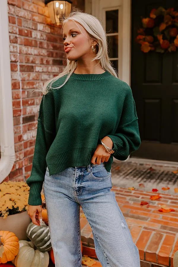 Harvest Wishes Ribbed Sweater in Hunter Green