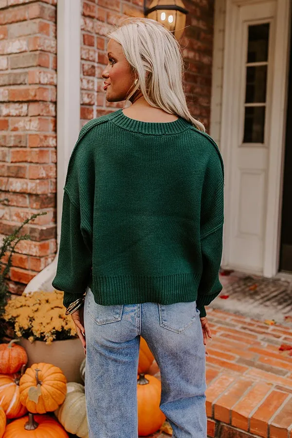 Harvest Wishes Ribbed Sweater in Hunter Green