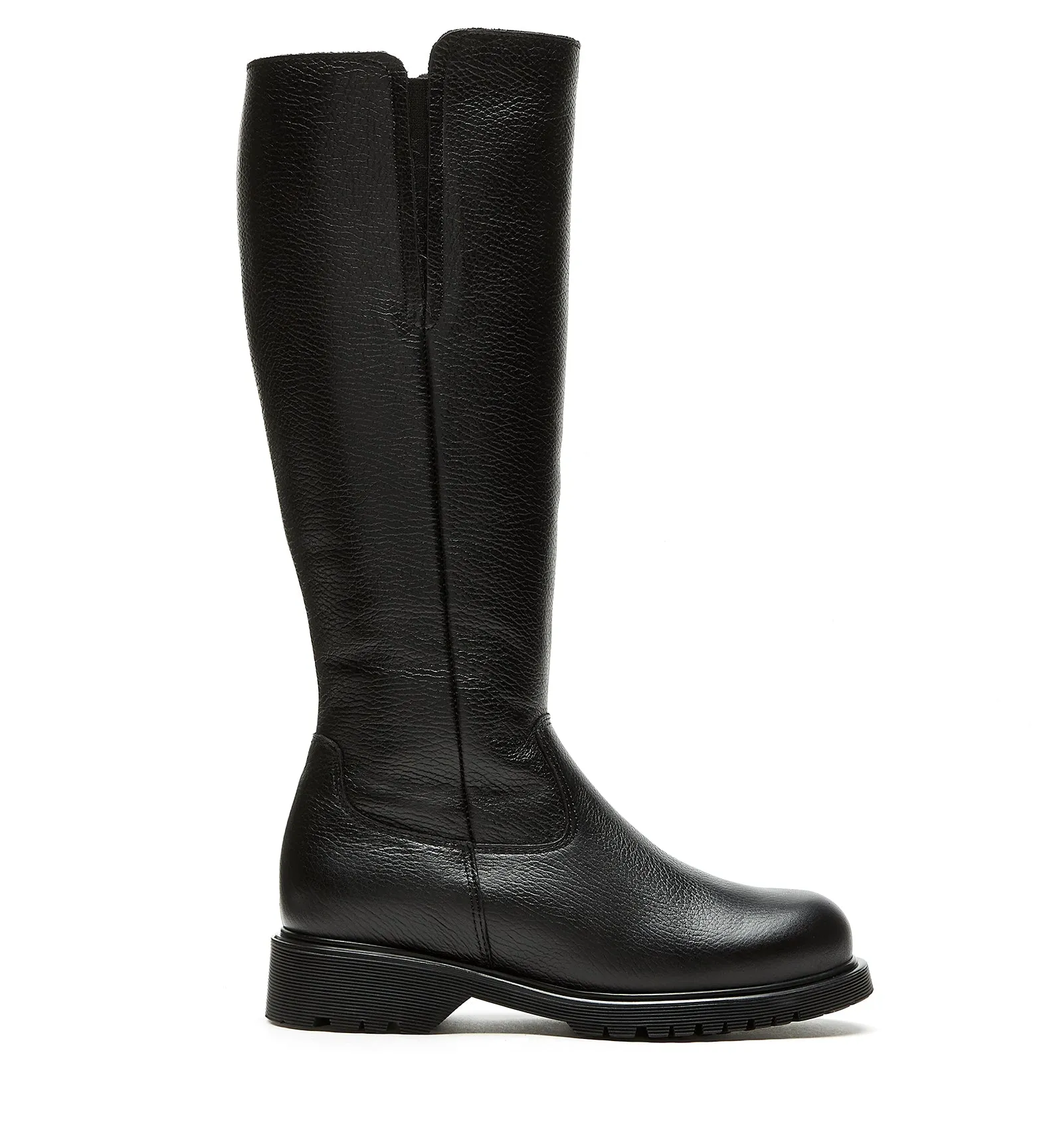 HELENE SHEARLING-LINED PEBBLED LEATHER BOOT