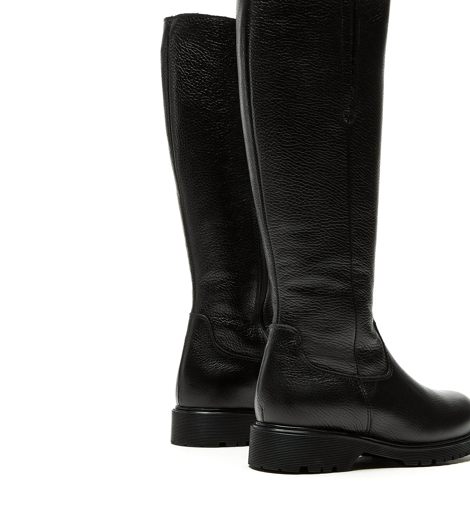 HELENE SHEARLING-LINED PEBBLED LEATHER BOOT