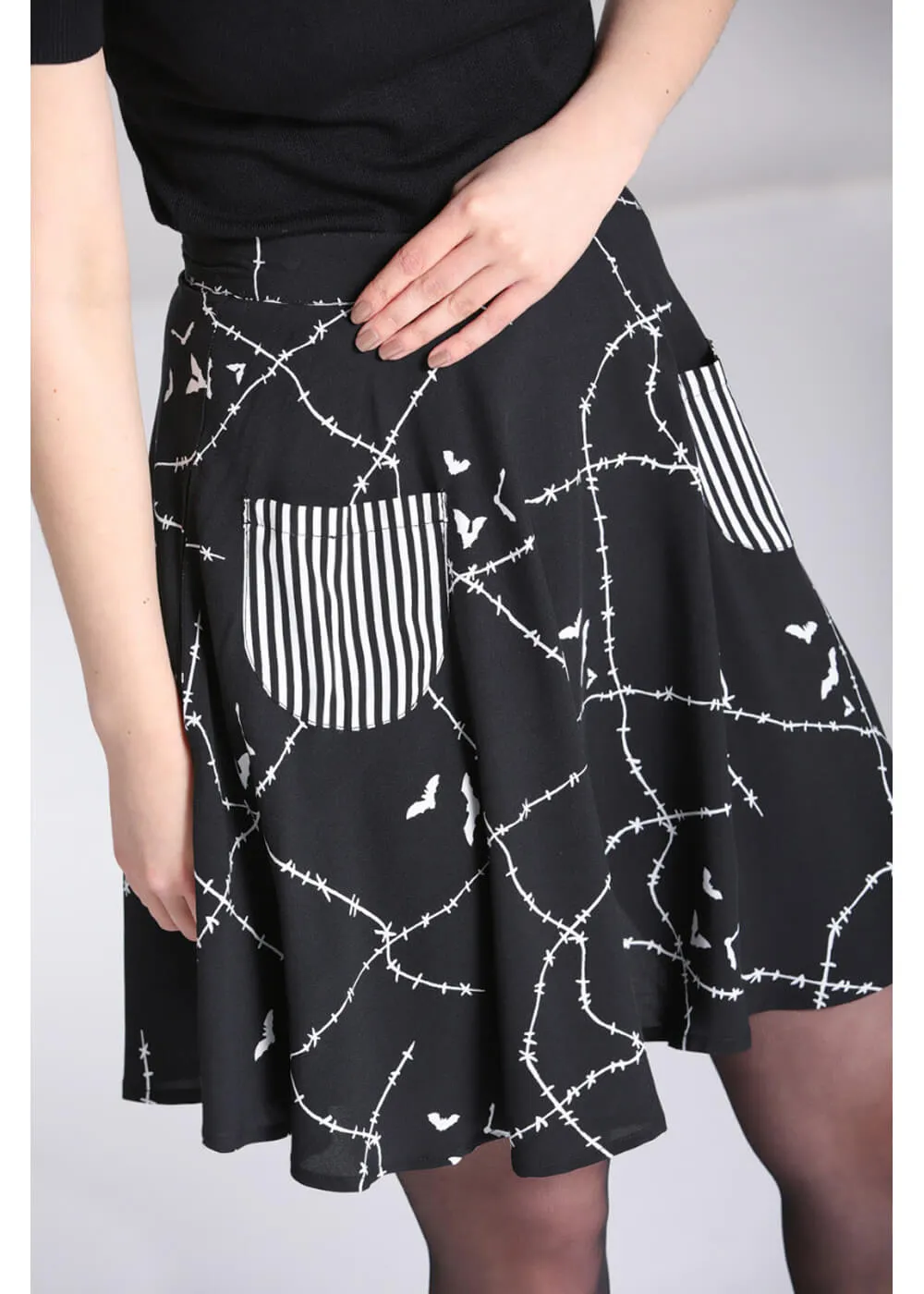 Hell Bunny Stitches 60's Skirt Black