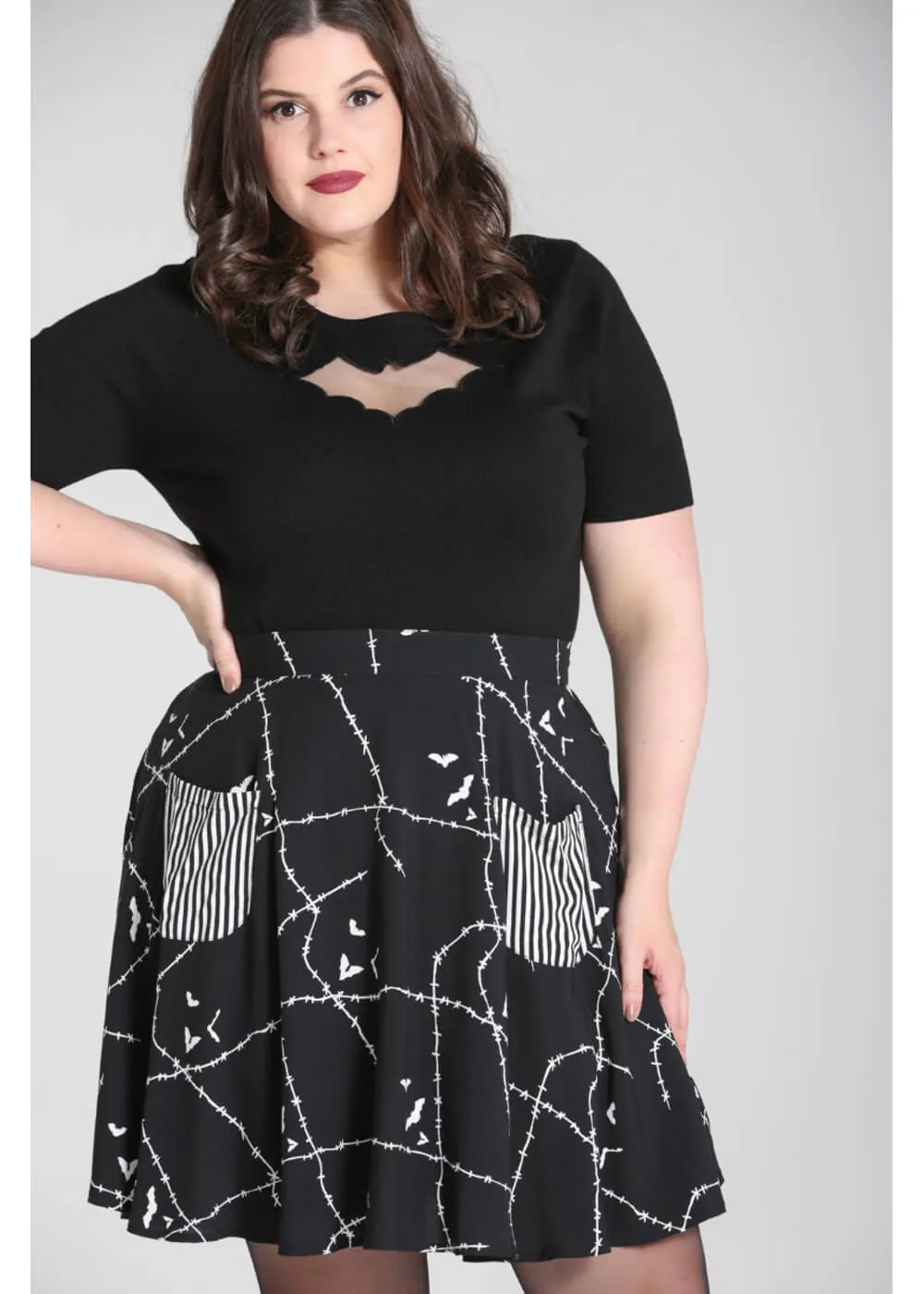 Hell Bunny Stitches 60's Skirt Black