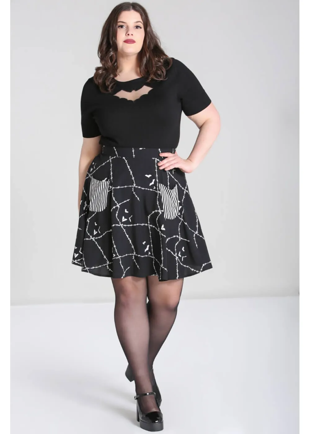 Hell Bunny Stitches 60's Skirt Black