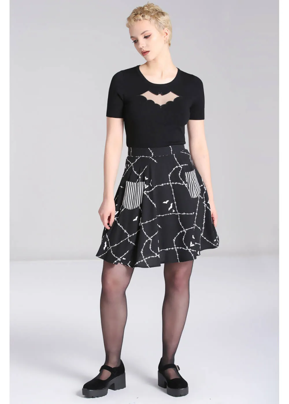 Hell Bunny Stitches 60's Skirt Black