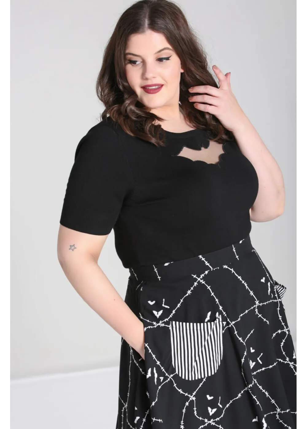 Hell Bunny Stitches 60's Skirt Black